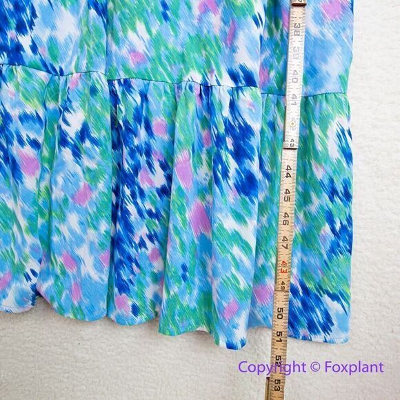 New! SAM EDELMAN  Brushstroke Print Mock Neck Dress - Blue Multi, size 10 - Picture 14 of 16